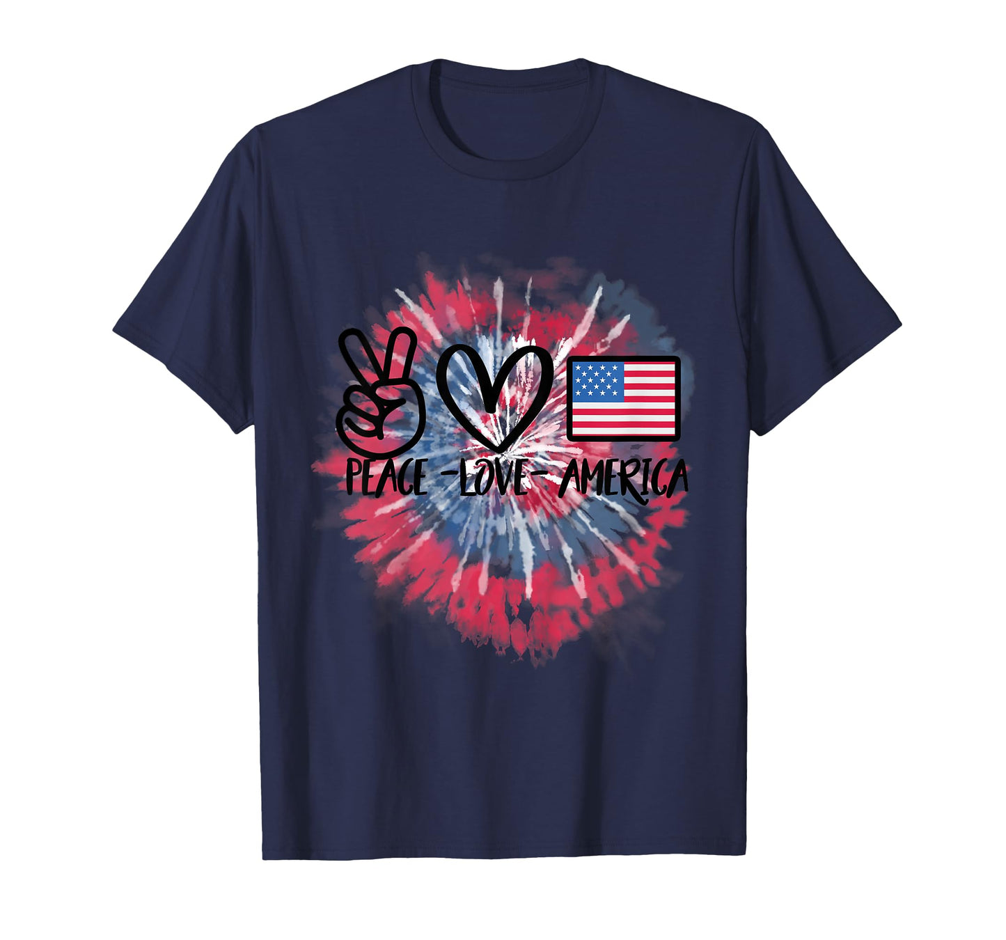 Peace Love America Tie Dye 4th of July Patriotic for Girls T-Shirt