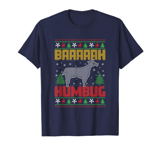 Bah Humbug Goat Lover Farm Animals Ugly Christmas Goat T-Shirt