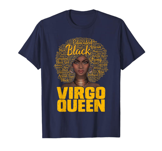 Virgo Queen Black Woman Afro Natural Hair African American T-Shirt