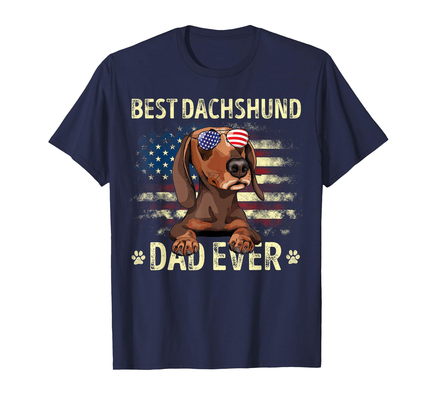 Dachshund Dad Flag American Best Dog Dad Ever Dachshund Men T-Shirt
