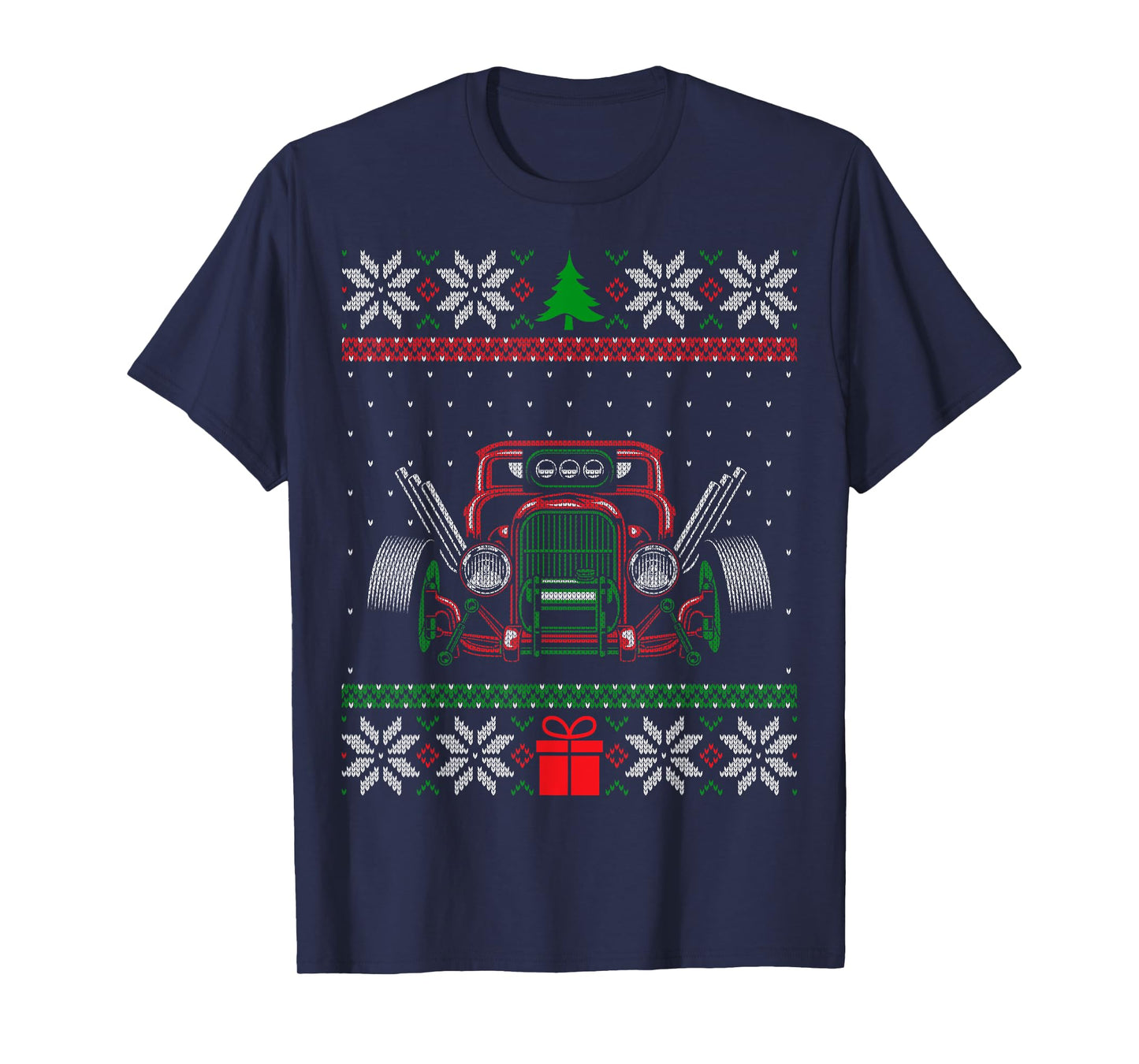 Custom Hot Rod Garage Ugly Christmas Vintage Hotrod Car Guy T-Shirt