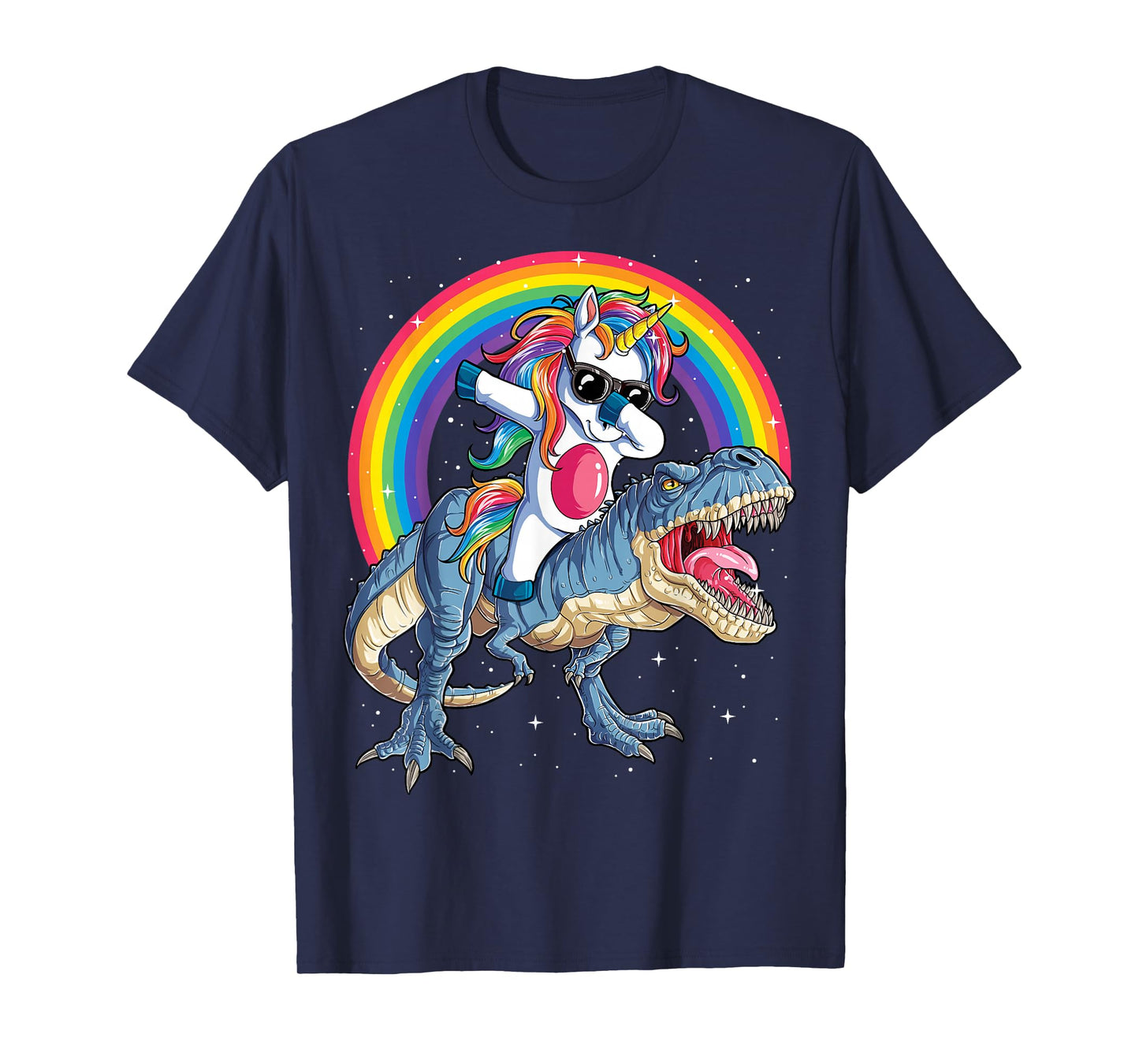 Dabbing Unicorn Dinosaur T-rex Boys Girls Rainbow Galaxy T-Shirt
