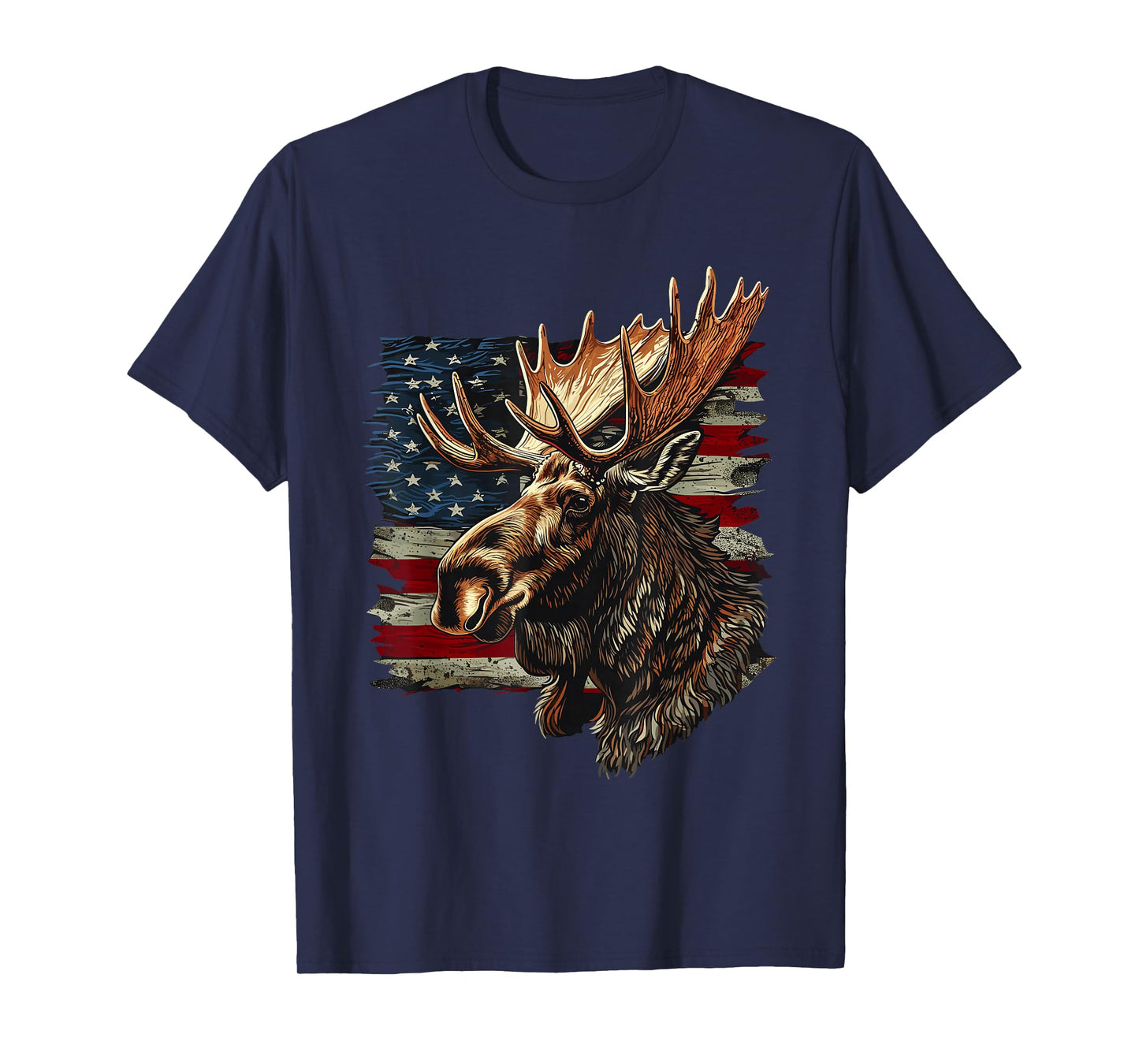 Moose Patriotic 4th Of July USA American Flag T-Shirt