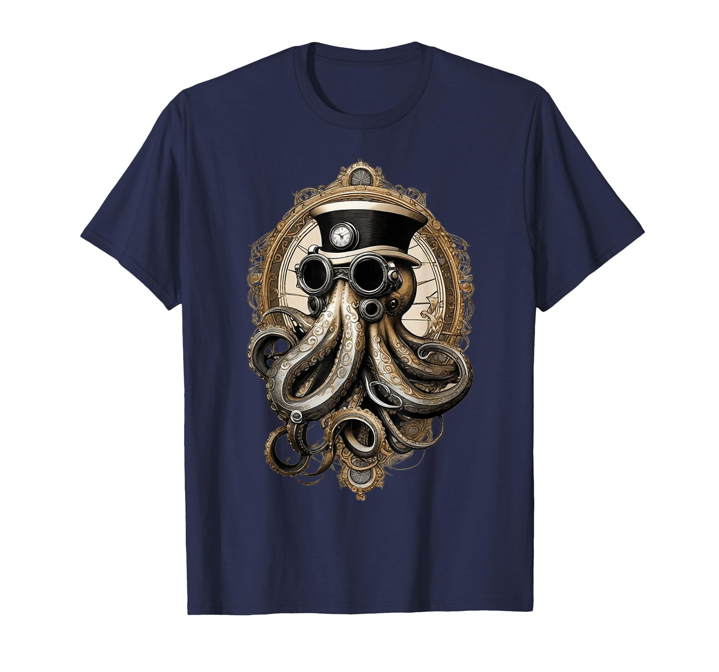 Classic Steampunk Octopus Retro Vintage Funky Fun Graphic T-Shirt