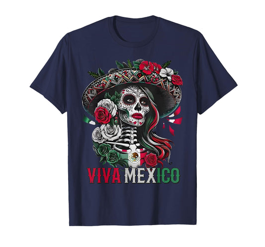 Mexican Independence Day Sugar Skull Viva Mexico Shirt Women T-Shirt