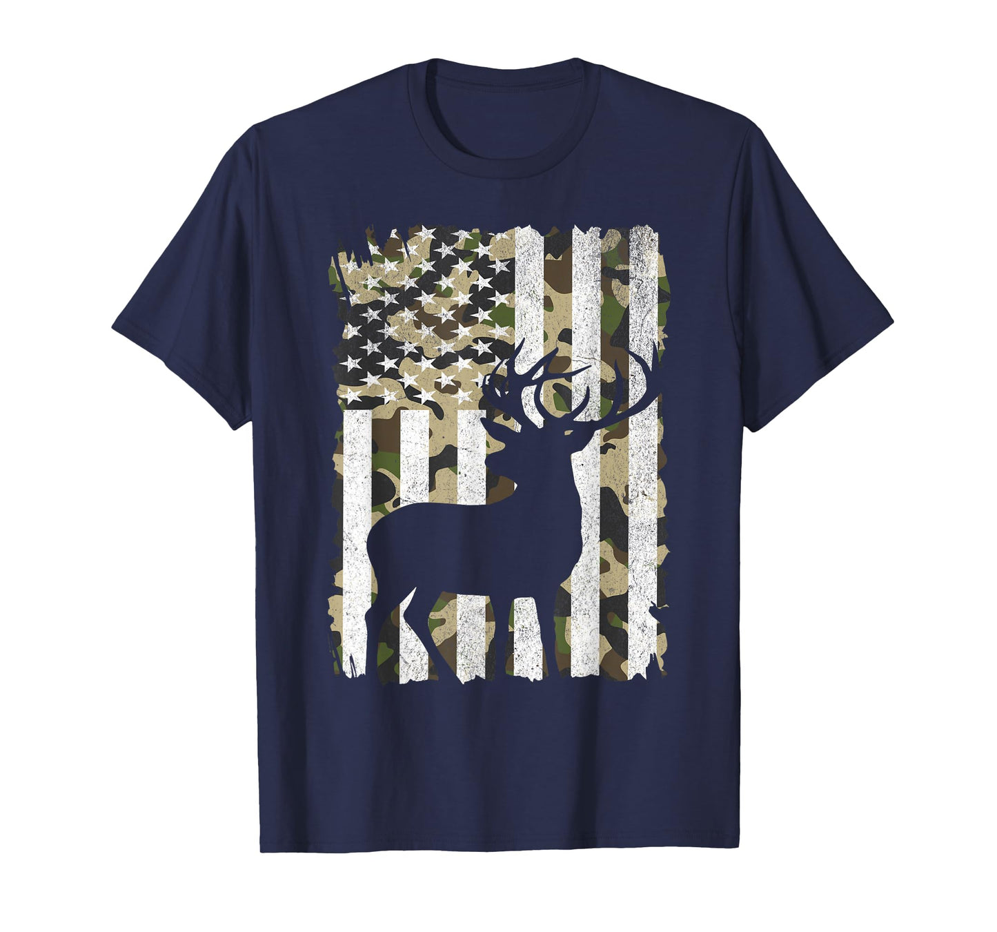 Hunting Camo American Flag Buck Deer Elk Camouflage Hunter T-Shirt