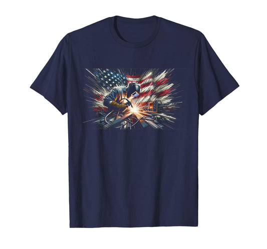 Welder welding American flag T-Shirt
