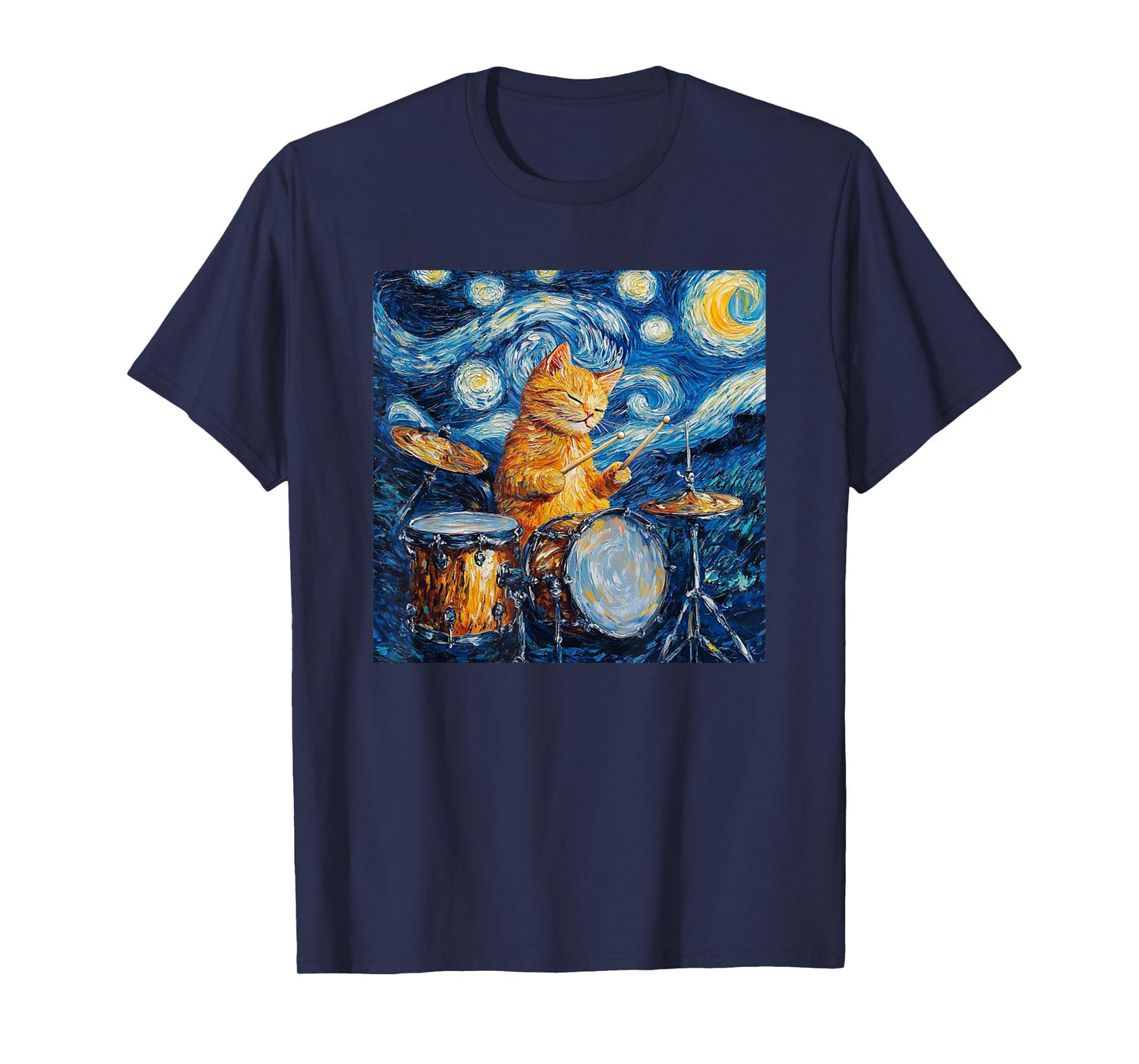Funny Drums Cat Drummer Shirt Men Womens Kids T-Shirt