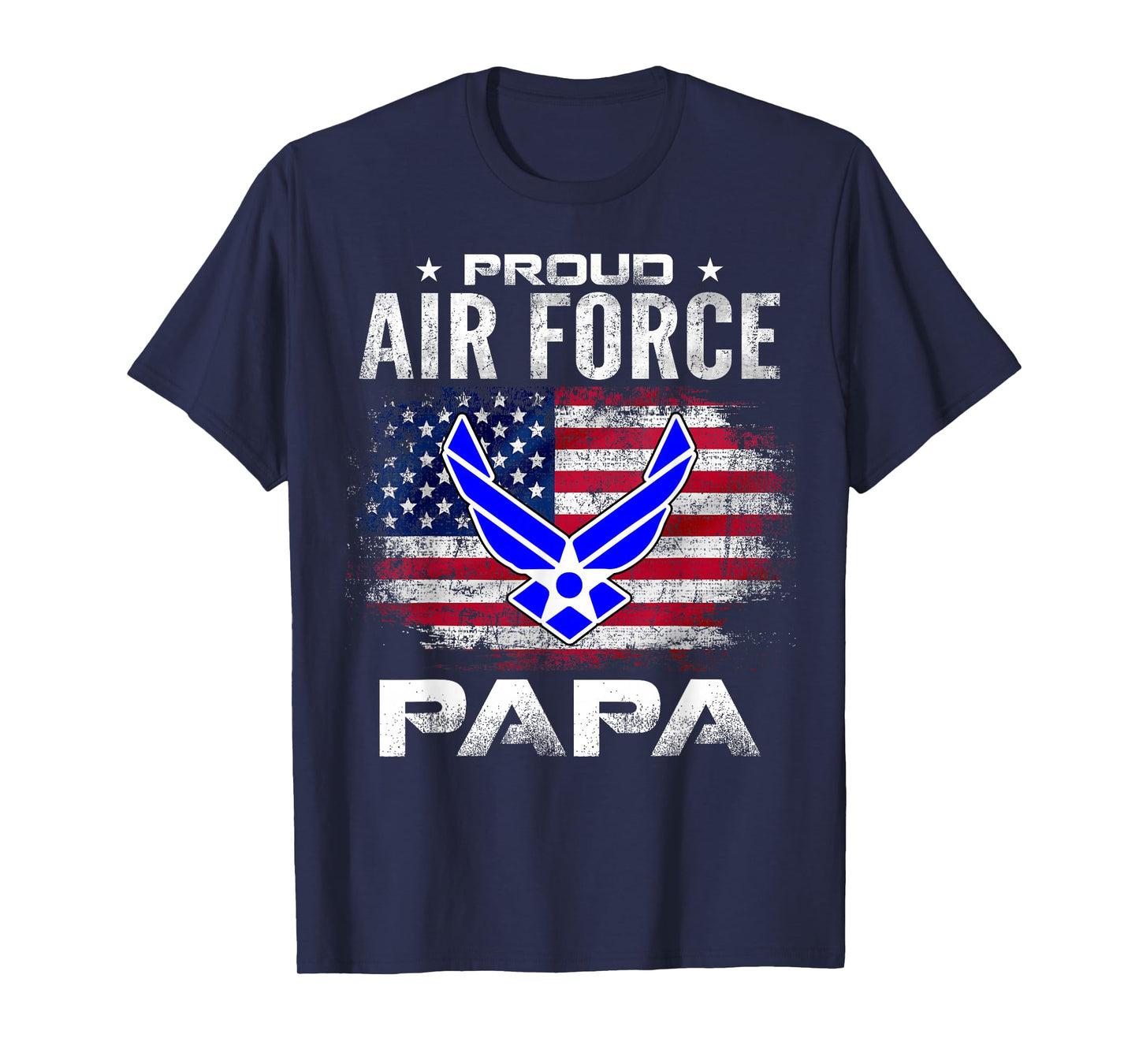 Proud Air Force Papa With American Flag Gift Veteran T-Shirt