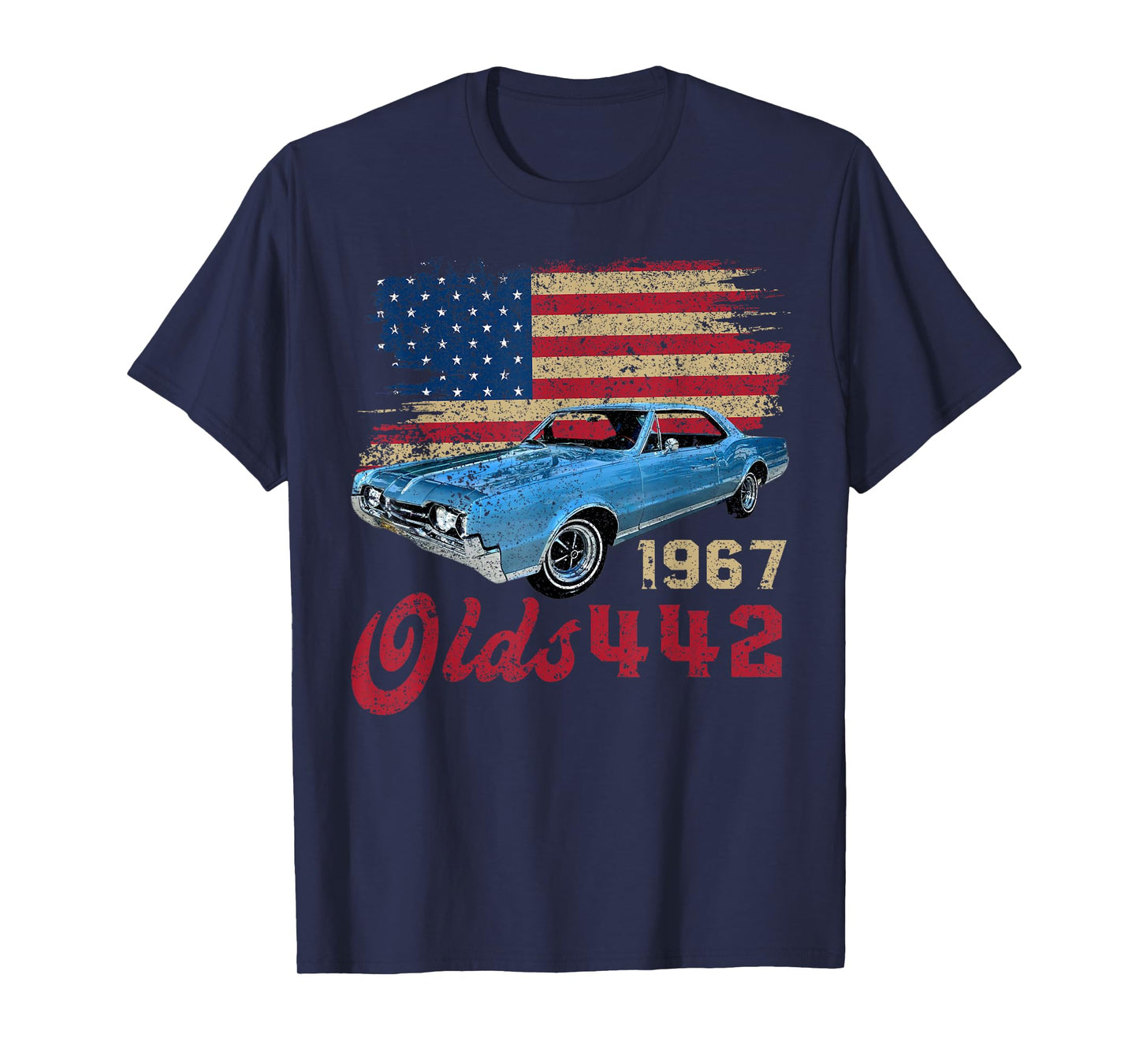 Jersey Style Olds 442 67 1967 Loves Old School Muscle Cars T-Shirt