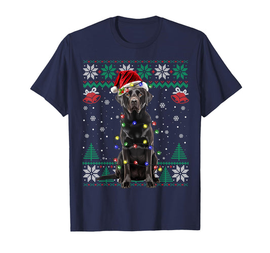 Black Lab Labrador Christmas Santa Hat Dog Ugly Sweater T-Shirt for Men Women Kids