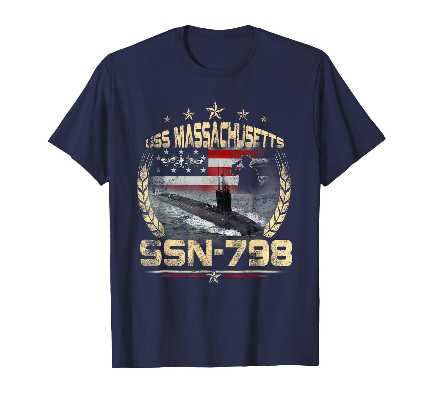 SSBN-798 Submarine Veteran Patriotic USA Flag Veterans Day T-Shirt