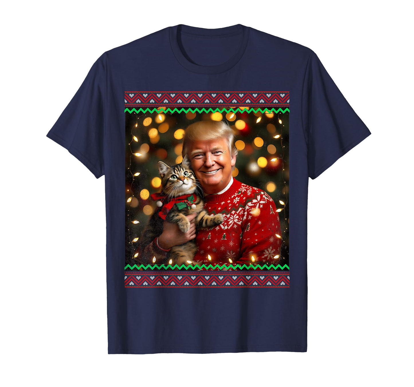 Funny Trump Christmas Sweater for Cat Lovers T-Shirt