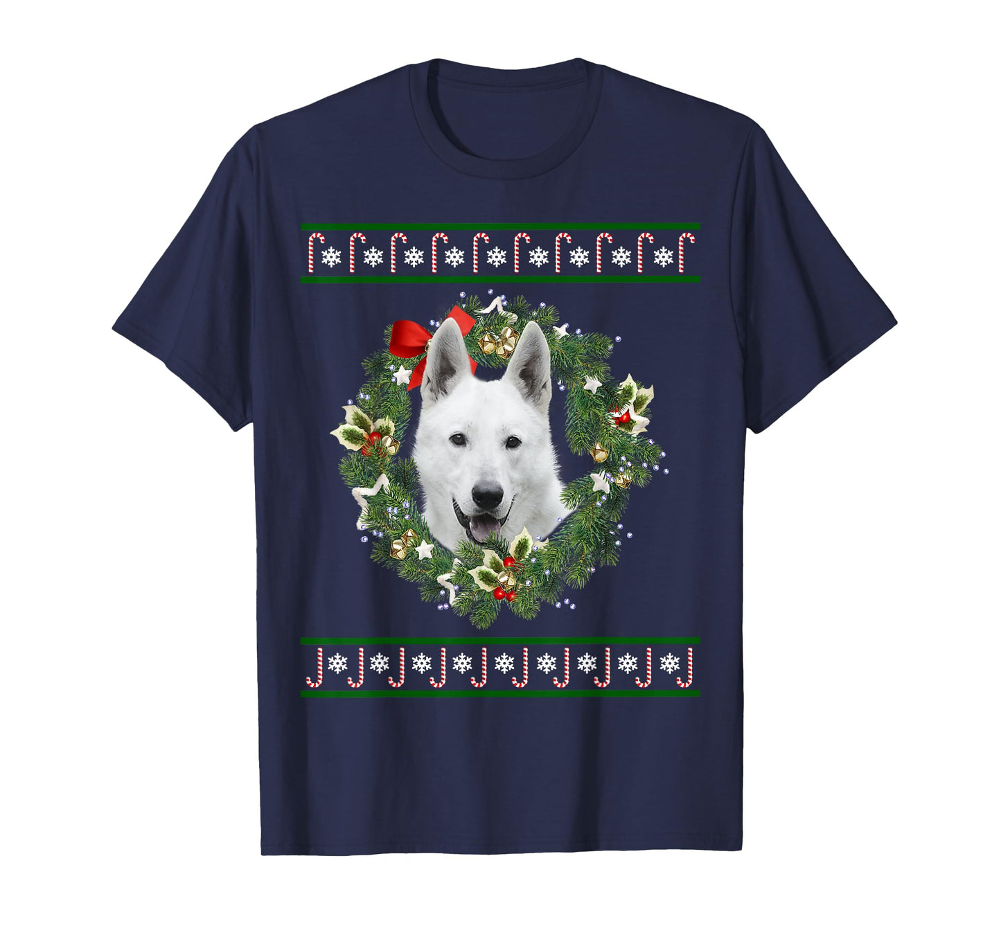 White German Shepherd Christmas Tree Santa Xmas Tee Pajamas T-Shirt