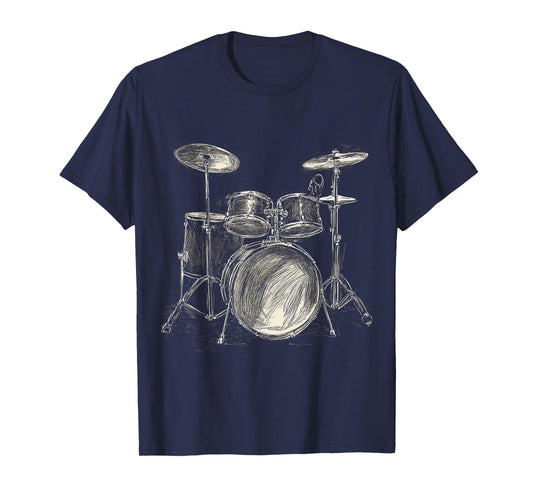 Drumset Music Instrument Motif Illustration Drumset T-Shirt