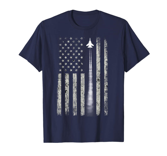 Patriotic American Flag Airplane Enthusiast Pilot Gift Men T-Shirt