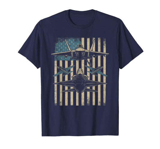 Flying Jets Grunge American Flag USA Patriotic 4th of July T-Shirt