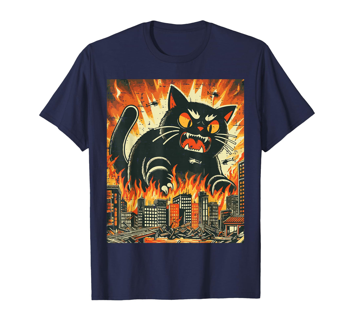 Japanese Cat Monster Funny Catzilla Pet Women Girls Kids Men T-Shirt