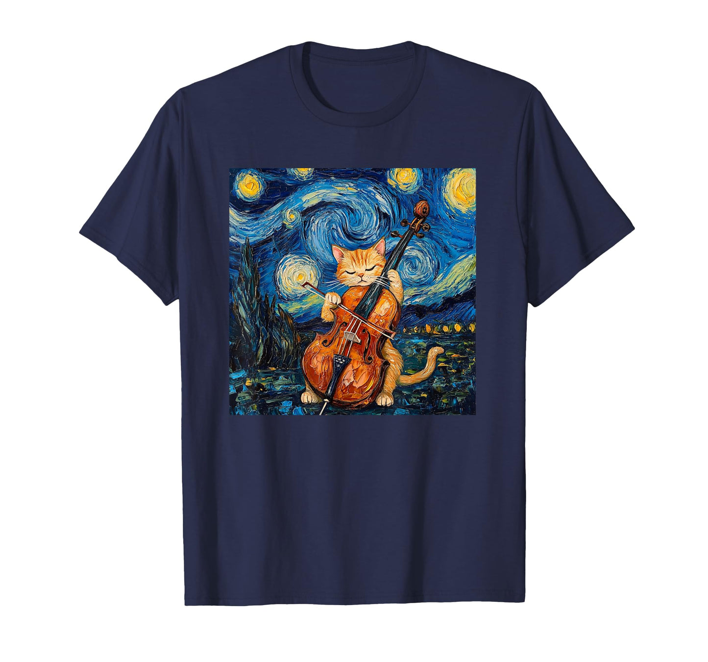 Funny Cello Player Cat Shirt Men Womens Kids T-Shirt