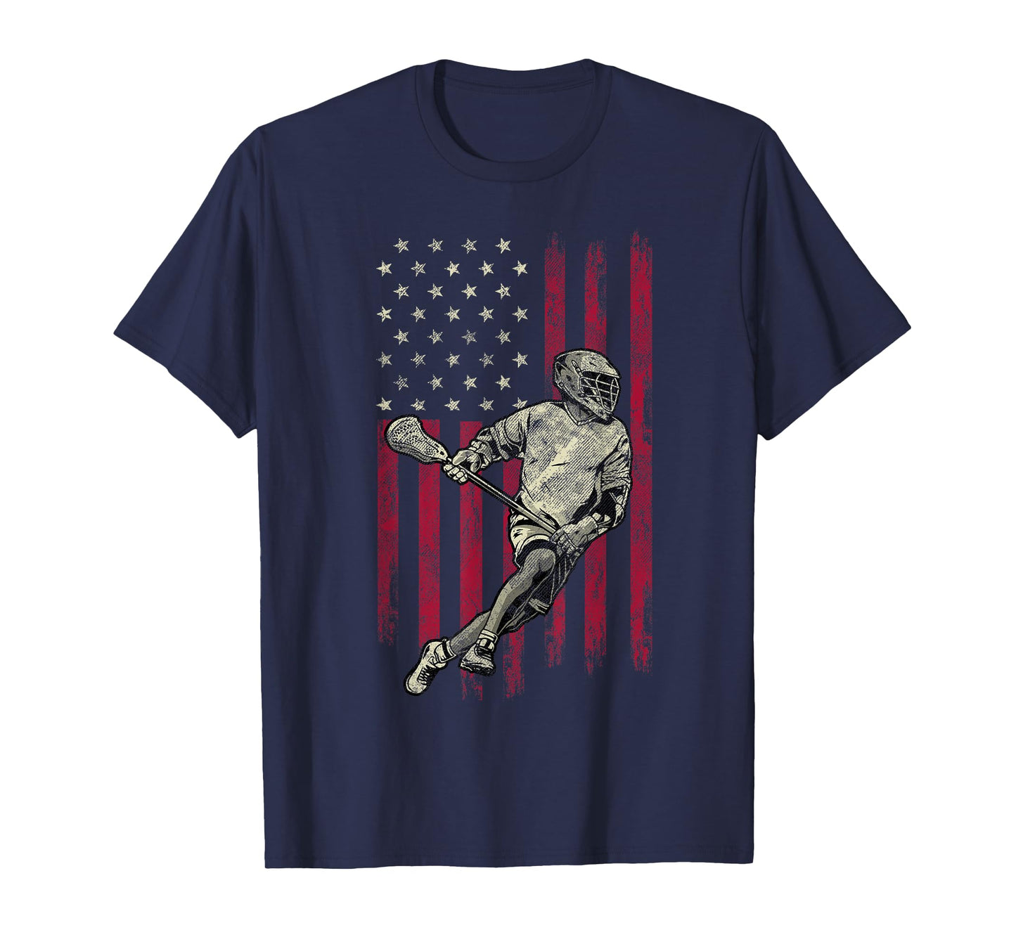 Lacrosse Vintage American Flag 4th Of July Tee Gift T-Shirt