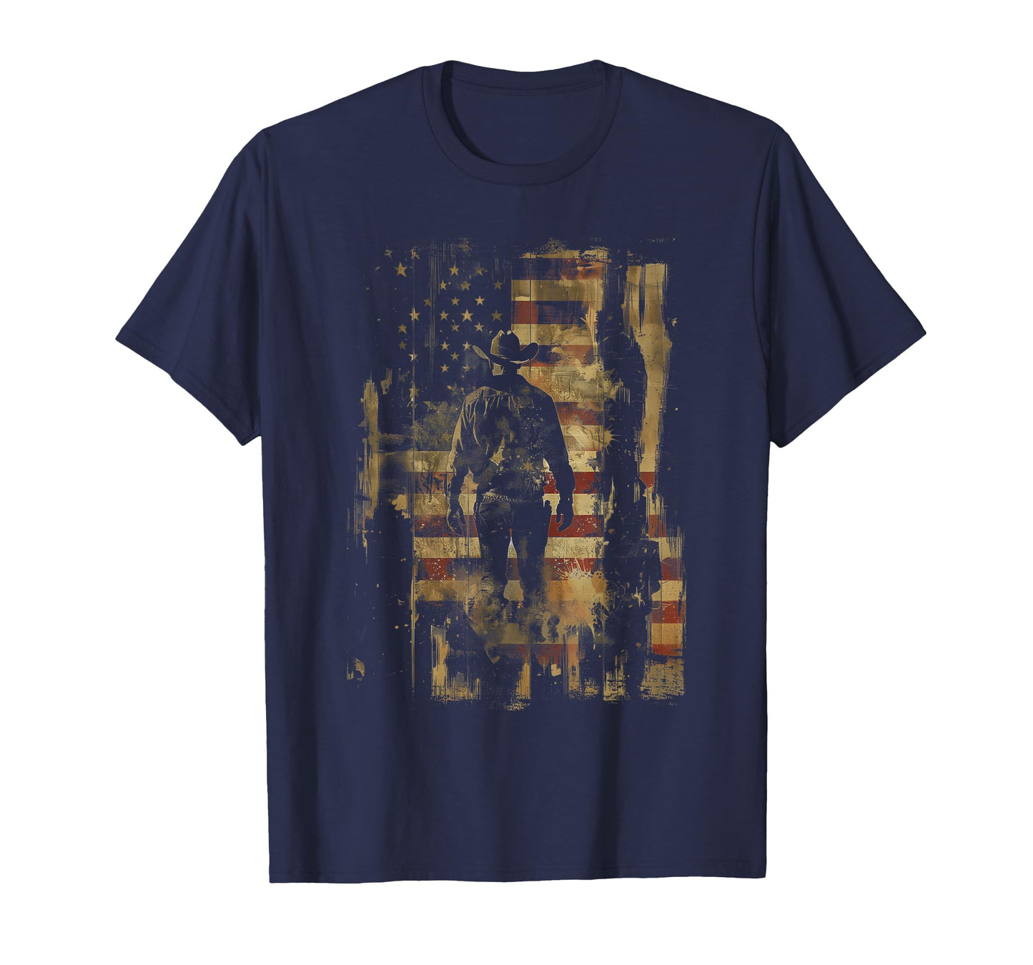 Country Outlaw Western Southern Cowboy USA Patriotic Flag T-Shirt