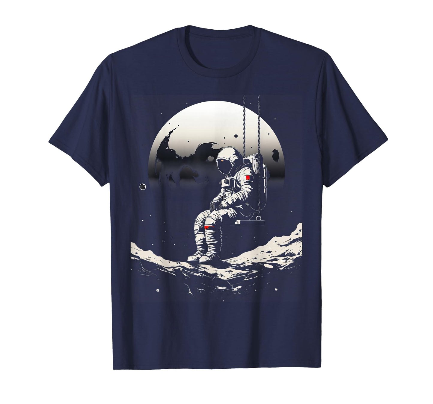 astronaut sitting on a swing in space stars moon T-Shirt