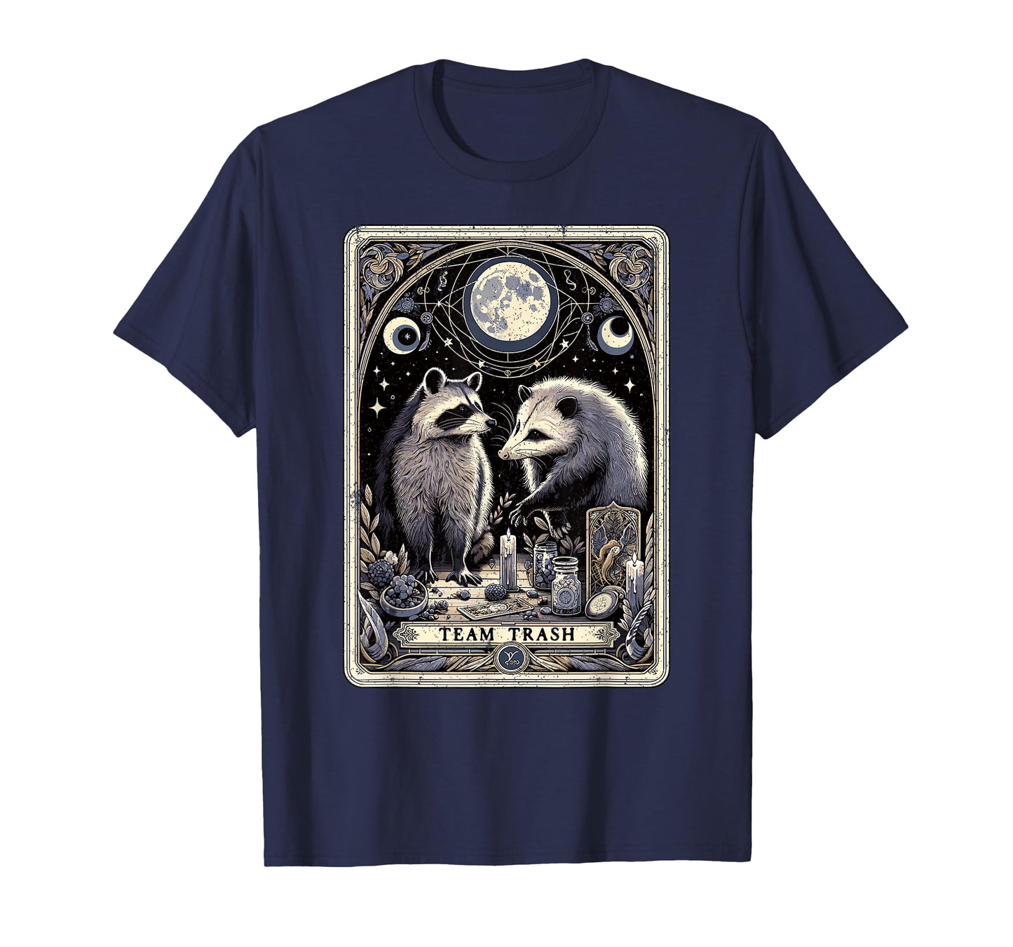 Team Trash Tarot Card Opossum Witchcraft Goth Possum Racoon T-Shirt