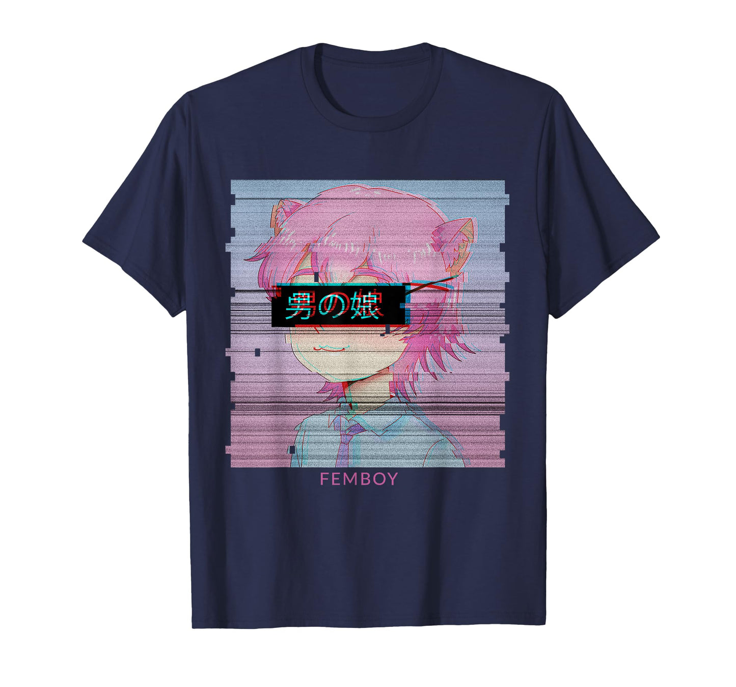 Femboy Anime Neko Cat Boy Aesthetic Vaporwave Japanese T-Shirt