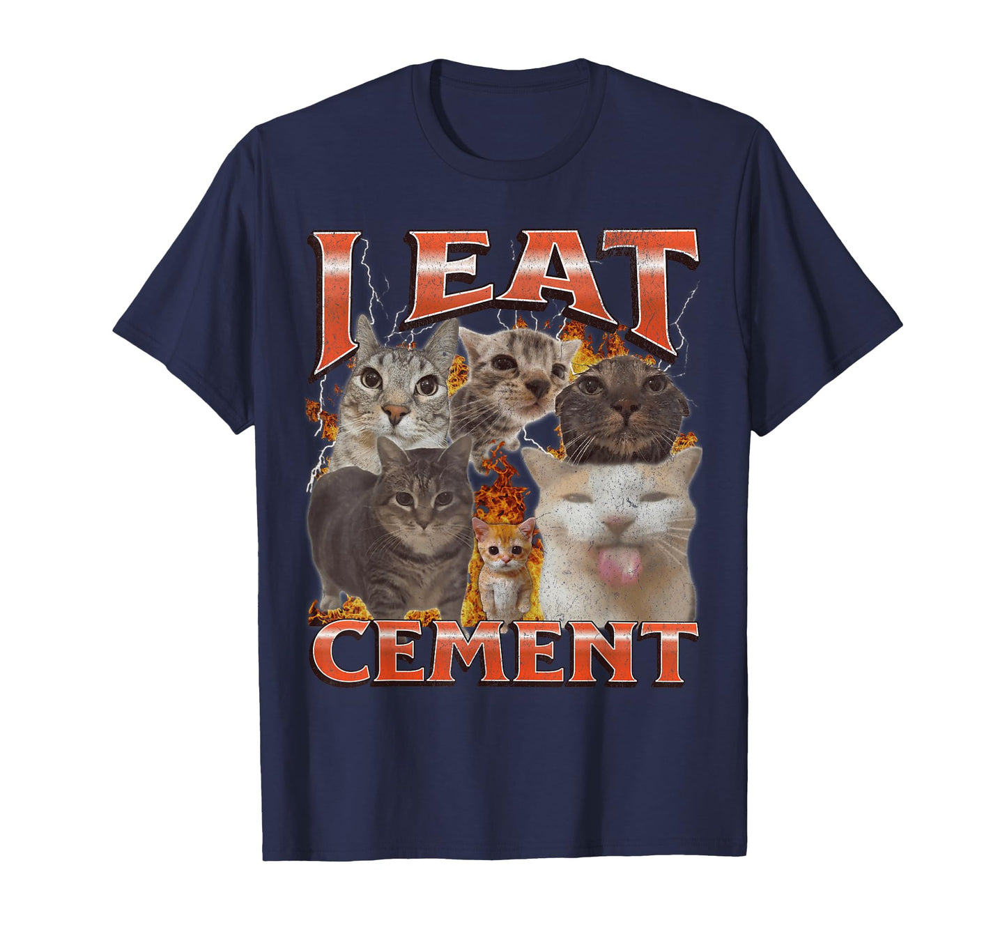 I Eat Cement Funny Cat Meme Bootleg Graphic T-Shirt
