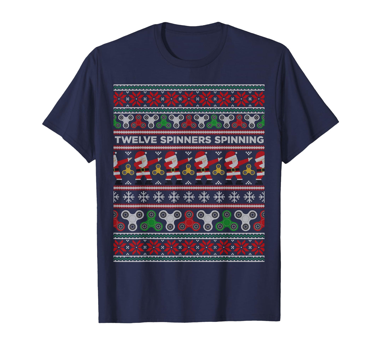 Fidget Spinner Ugly Christmas Sweater T-Shirt Dabbing Santa