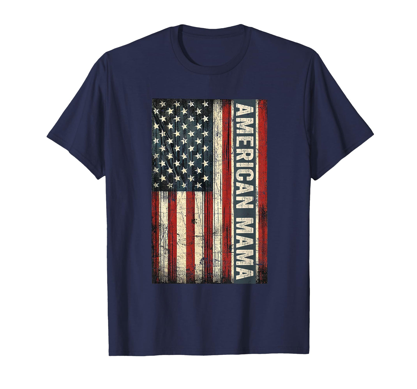 American Mama Vintage American Flag Retro Mom Mothers T-Shirt
