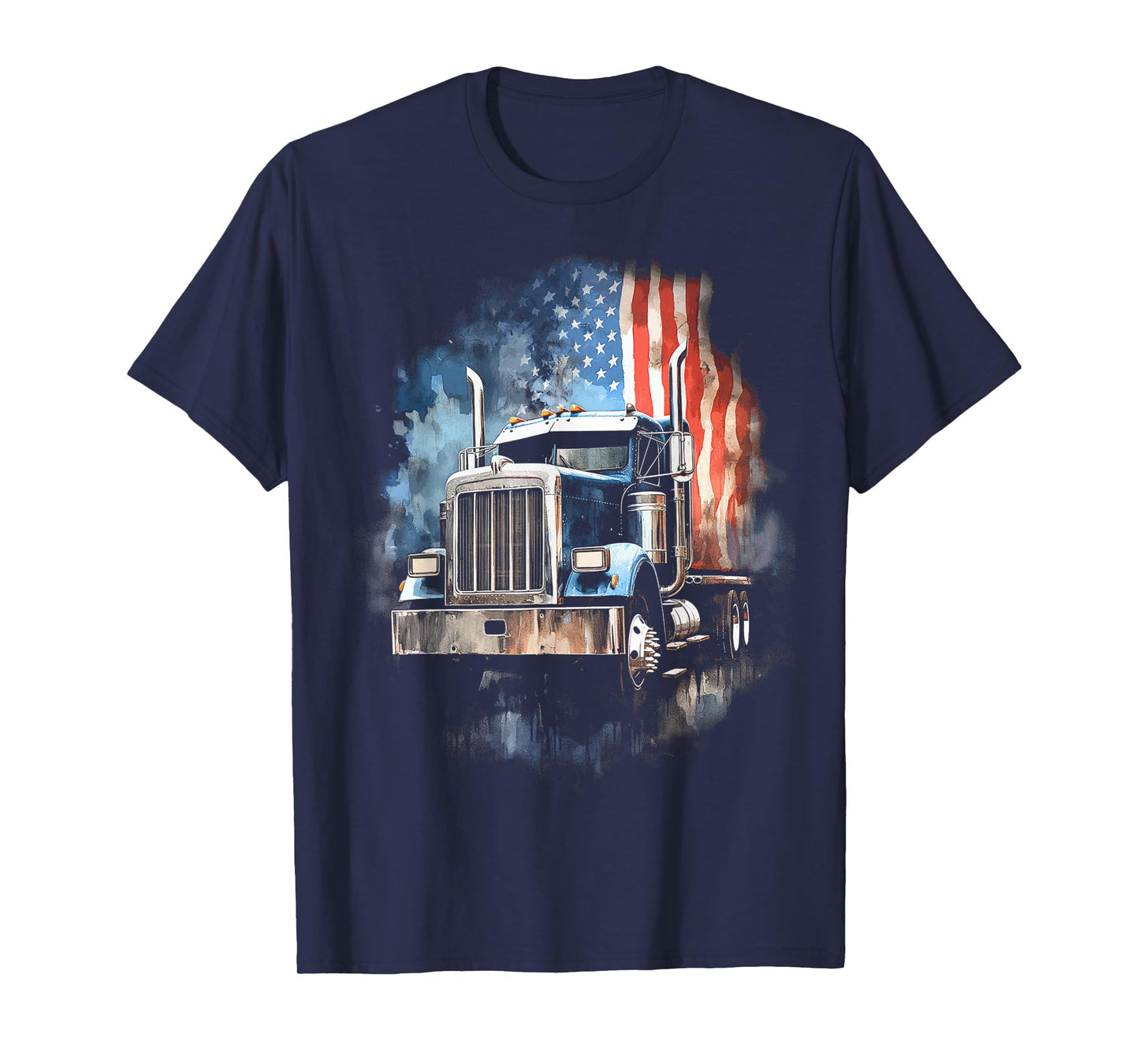 Truck Driver Patriotic American Flag Trucker Semi Driver USA T-Shirt
