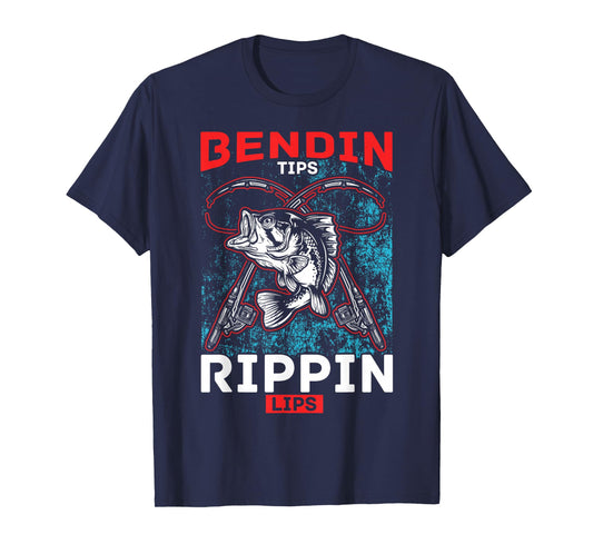 Bending Tips Ripping Lips Fishing Humour Gift T-Shirt