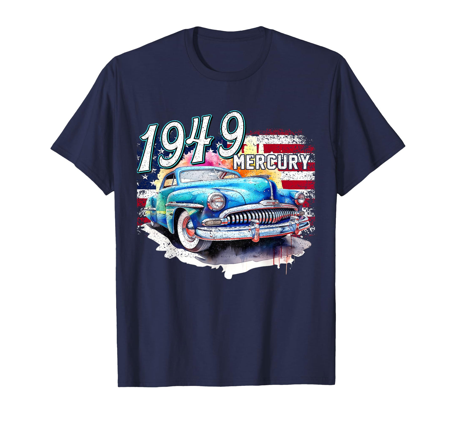 1949 49 Mercury Classic Car USA Flag T-Shirt
