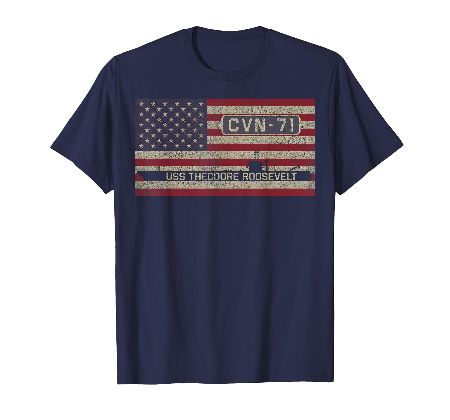 USS Theodore Roosevelt CVN-71 Aircraft Carrier American Flag T-Shirt