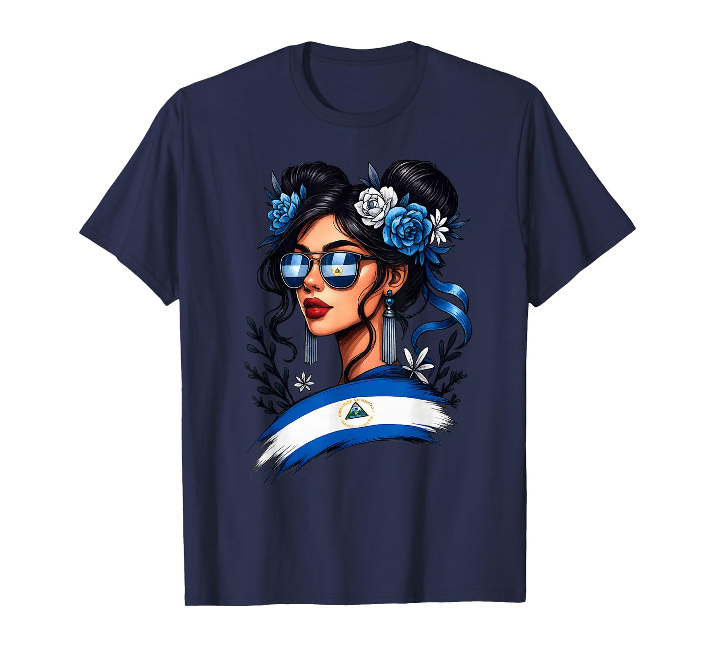 Nicaraguan Girl Messy Bun Hispanic Heritage Month Men Women T-Shirt