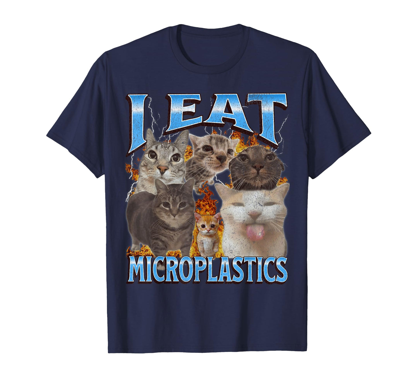 I Eat Microplastics Funny Cat Meme Bootleg Graphic T-Shirt for Men Women