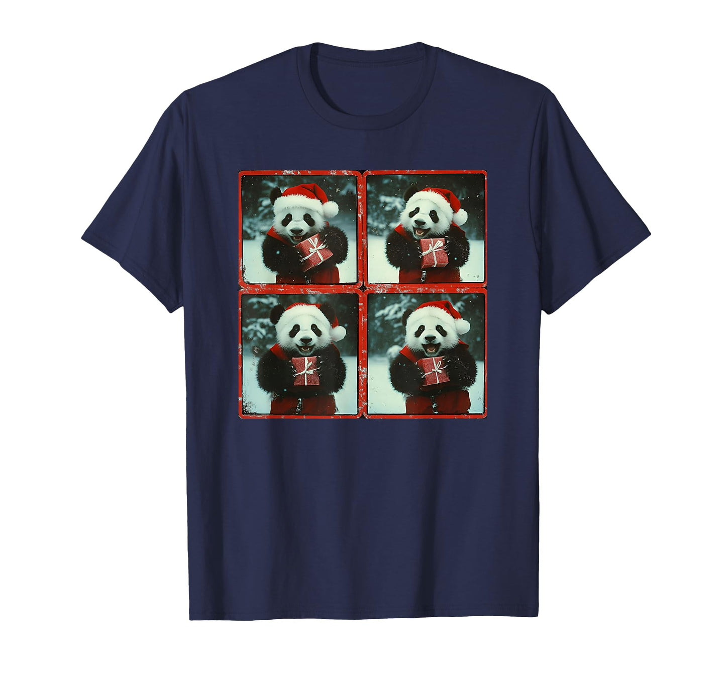 Panda With Santa Hat Panda Christmas T-Shirt
