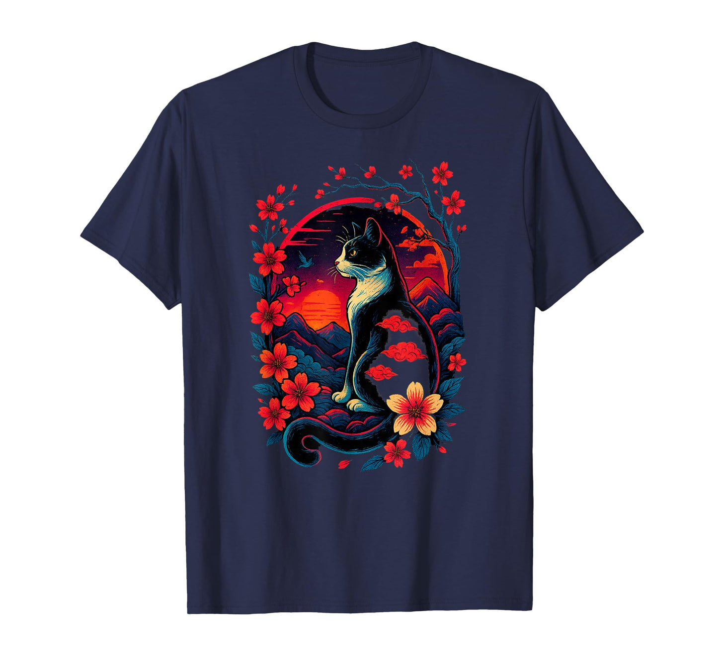 Kawaii Cat Anime Japanese Retro Men Women Kids Funny Cat T-Shirt