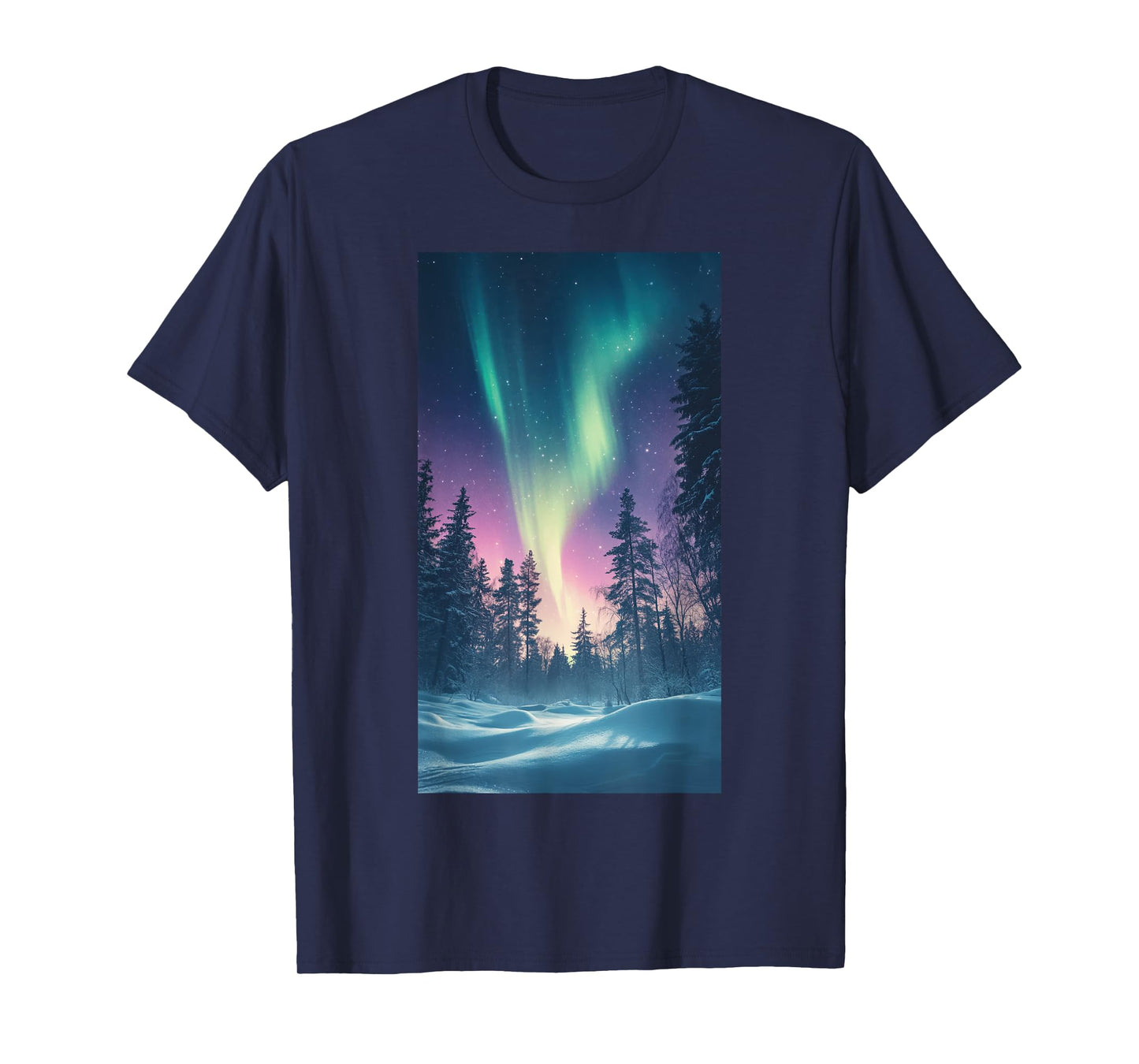 Northern Lights Snowy Forest Aurora borealis T-Shirt