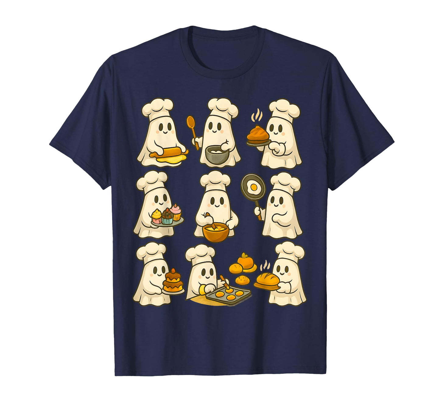 Cute Ghost Baker Halloween Baking for Pastry & Food Lovers T-Shirt