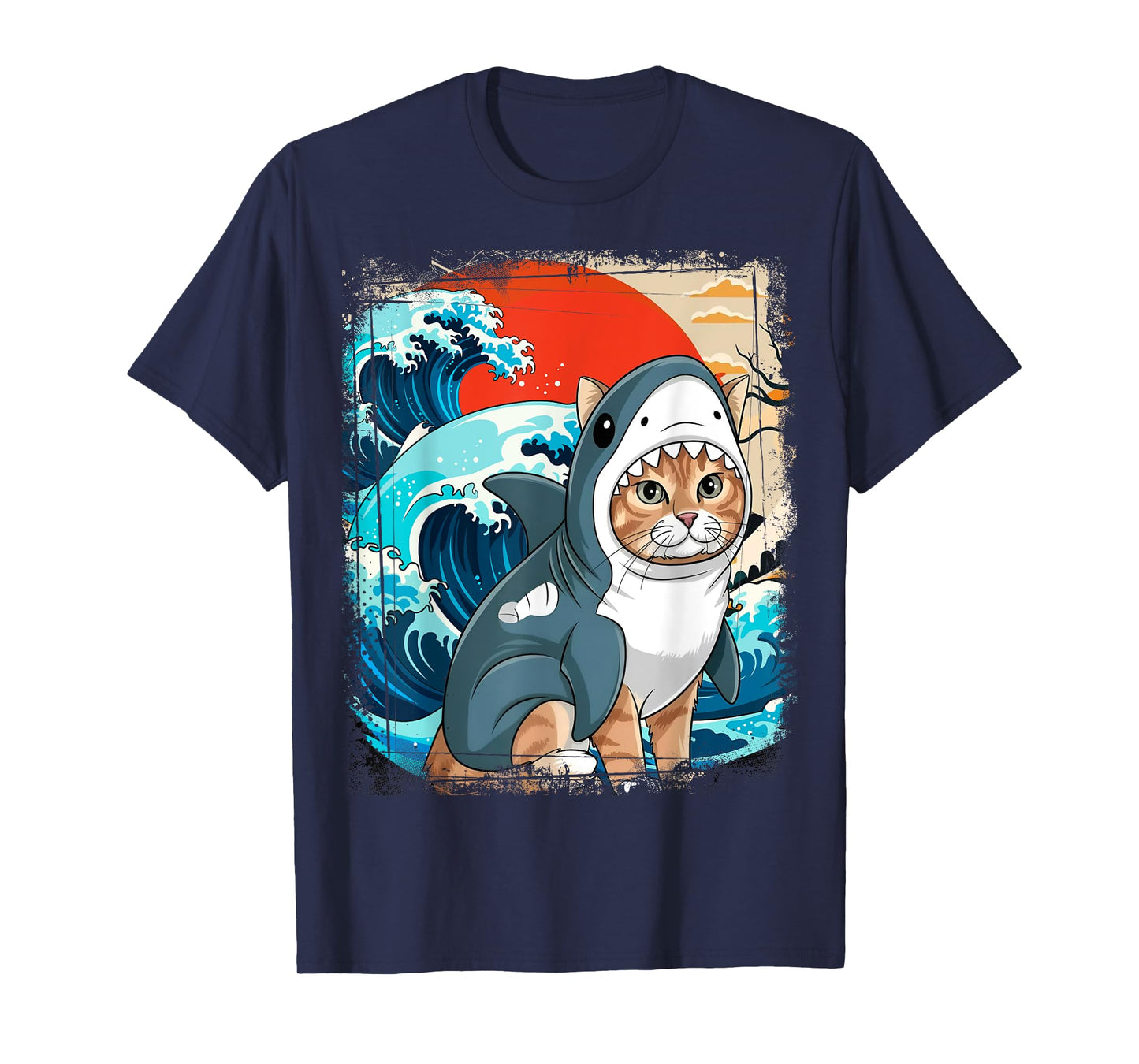 Japanese Art and Japan Shark Cat T-Shirt