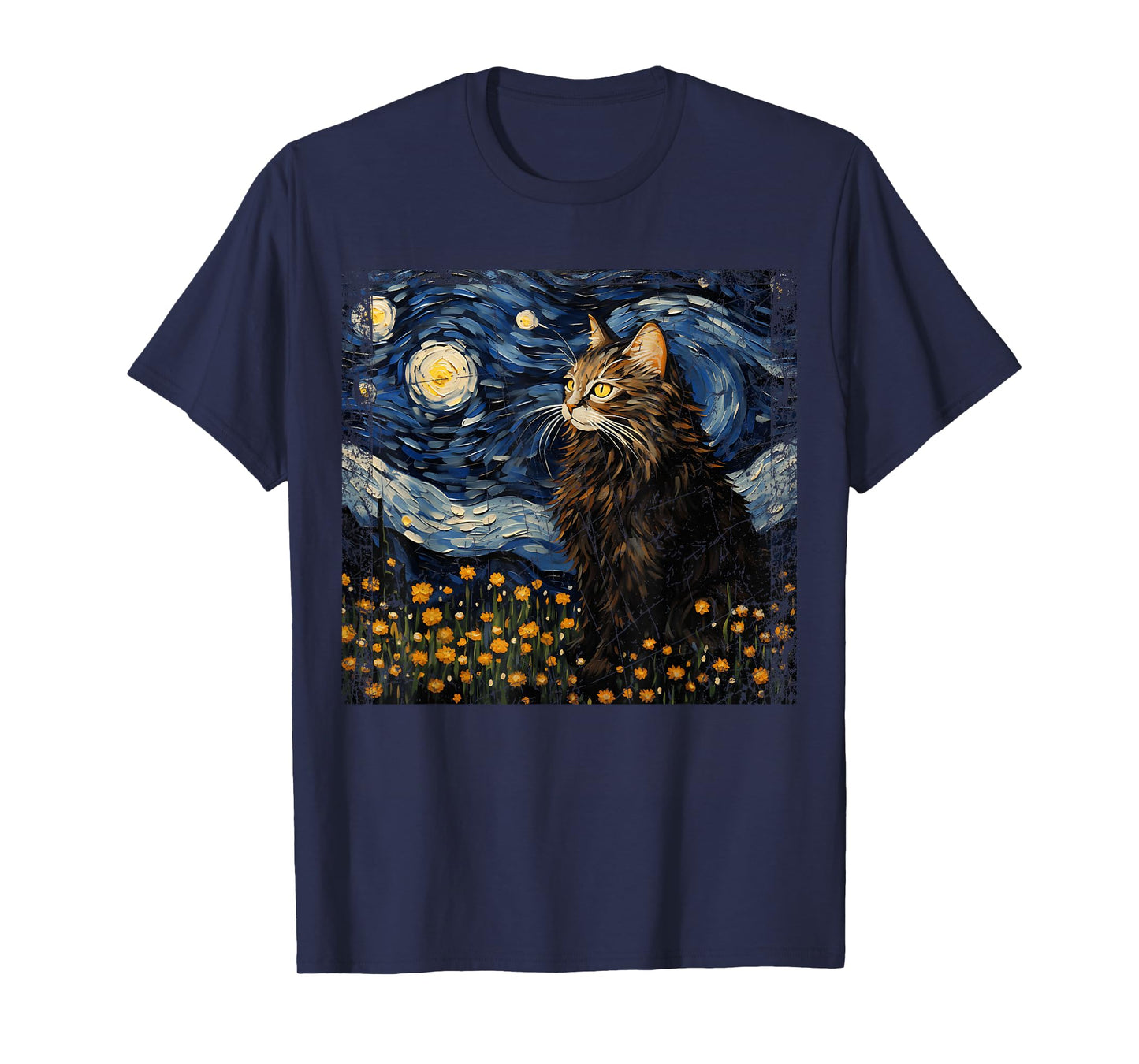 Starry Night Norwegian Forest For Cat Mom Cat Dad Funny Cat T-Shirt