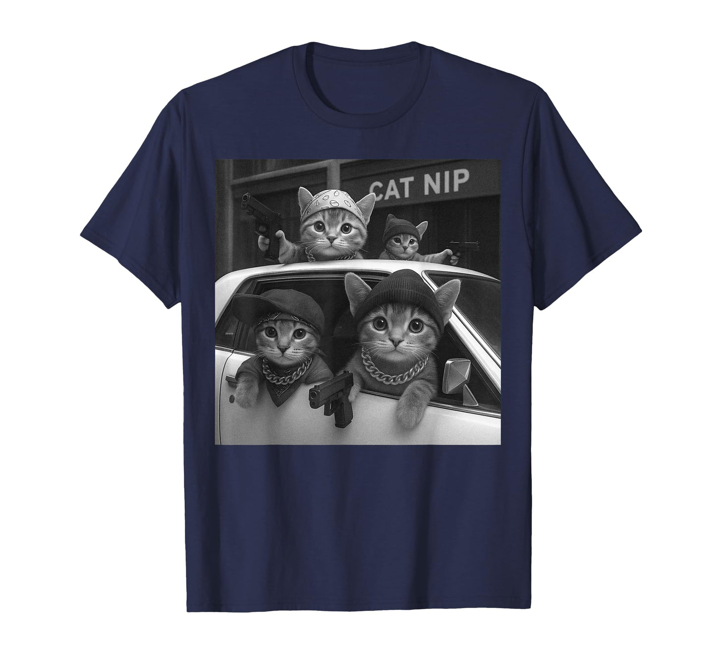 Cat Gang Vintage Funny Kitty Gangster Meme T-Shirt