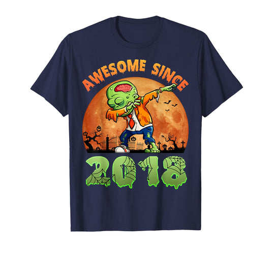 6th Birthday Halloween 6 Years Old Zombie Awesome Since 2018 T-Shirt