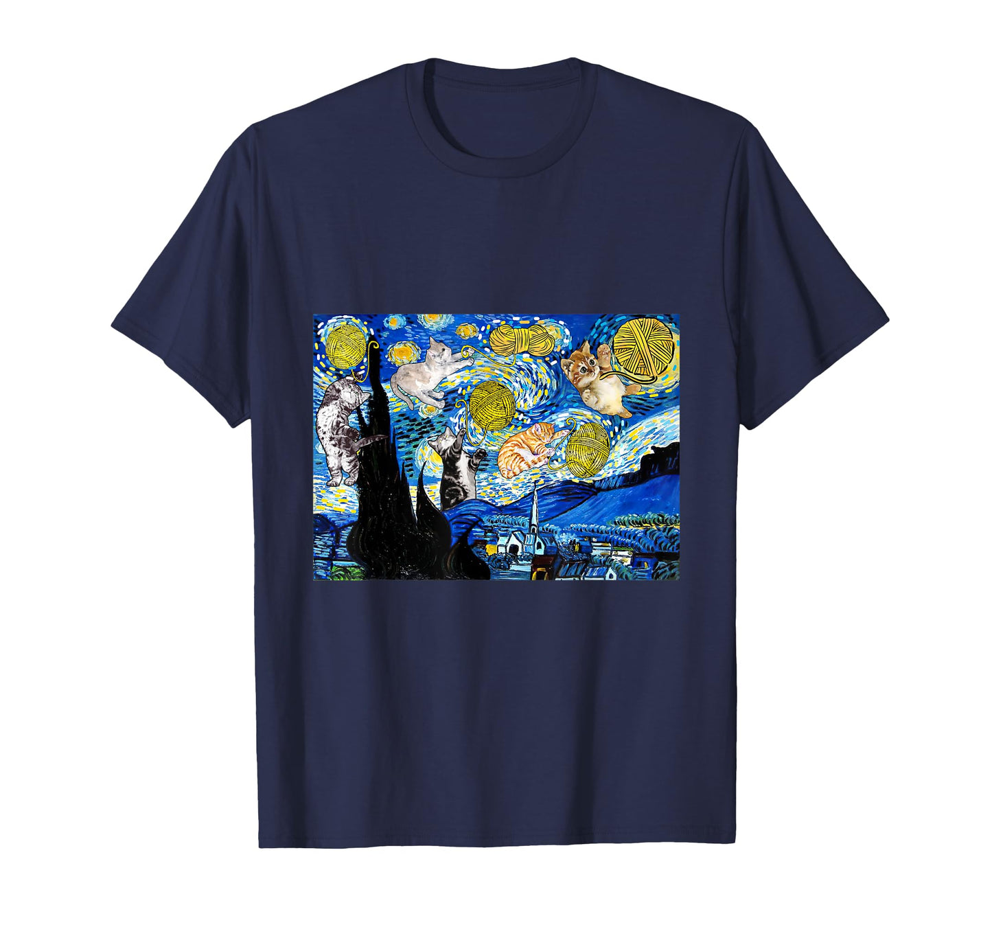Cat Graphic, Starry Night Cat, Van Gogh Cat, Cat Lover T-Shirt