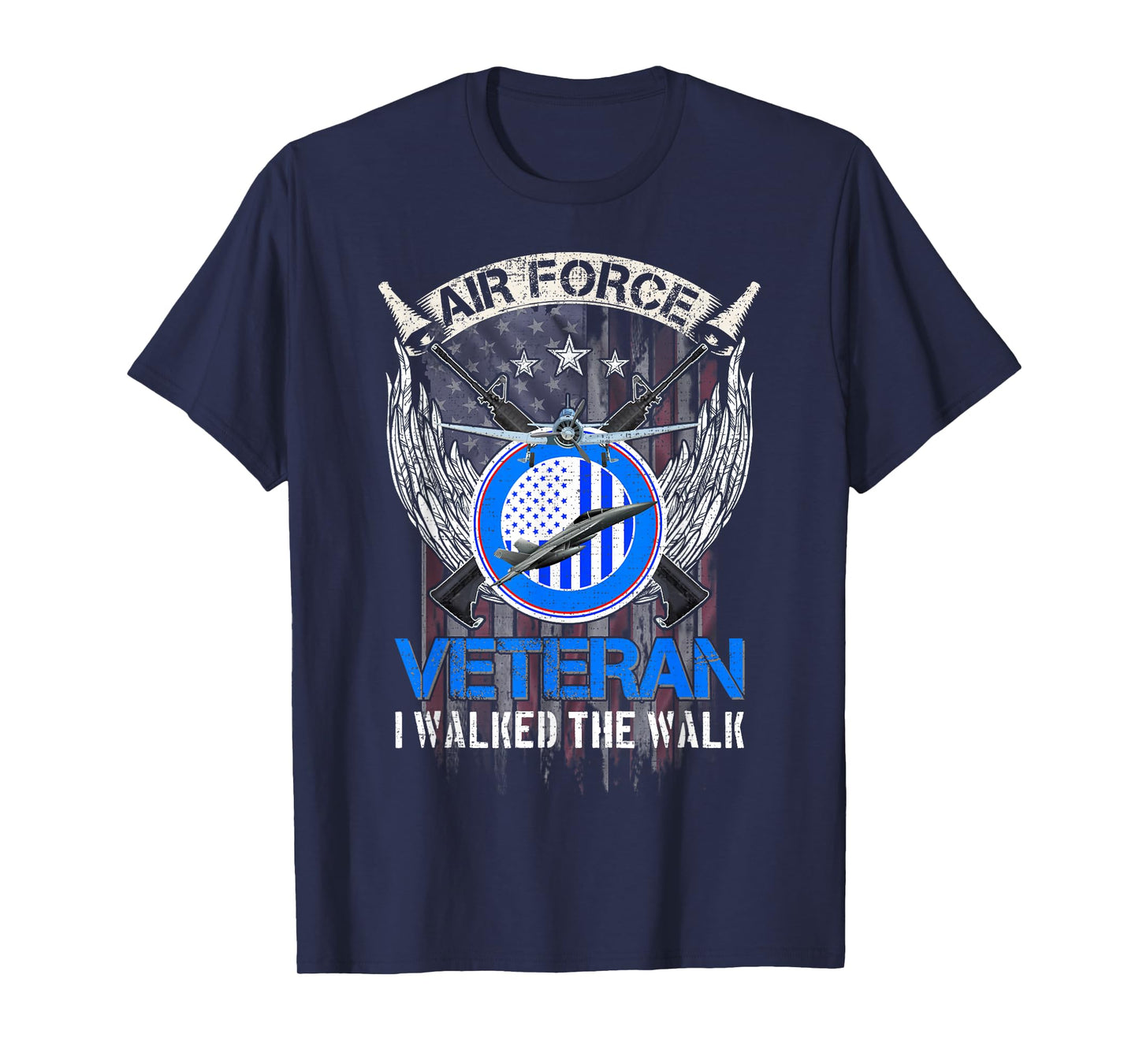 Vintage American Flag US Air Force Veteran I Walked The Walk T-Shirt