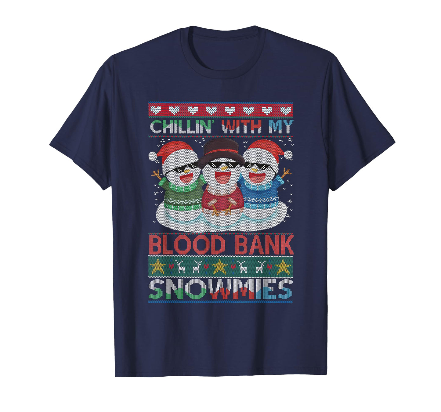 Chillin' with my Blood Bank Snowmies Medical Lab Christmas T-Shirt