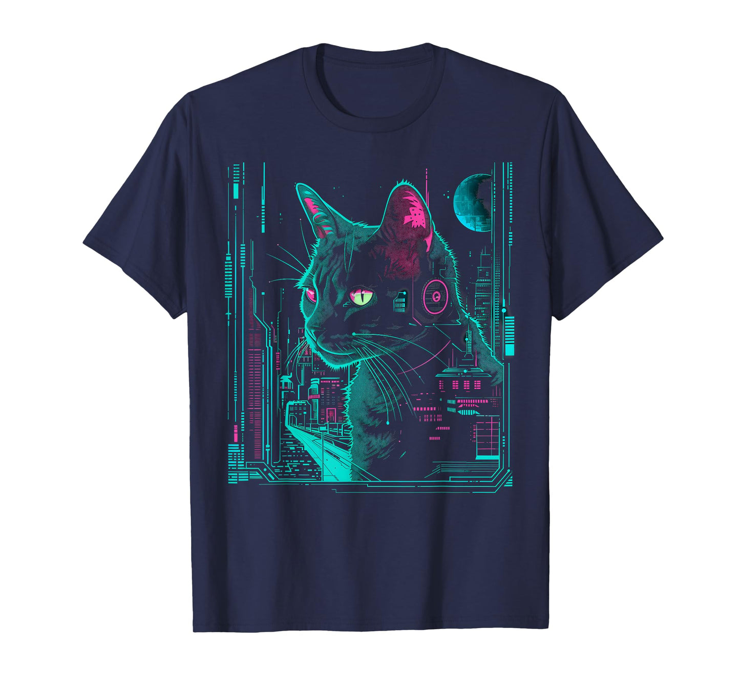 Cyberpunk Cat with cybernetic enhancements T-Shirt