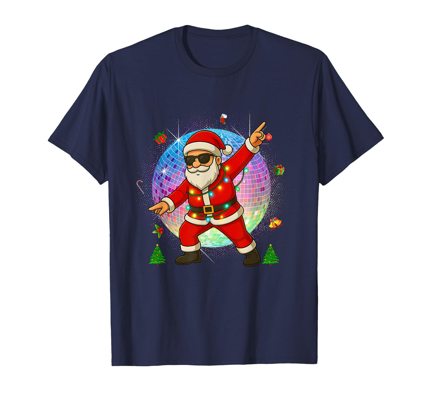 Funny Disco Santa Xmas Lights Girls Boys Kids Christmas T-Shirt